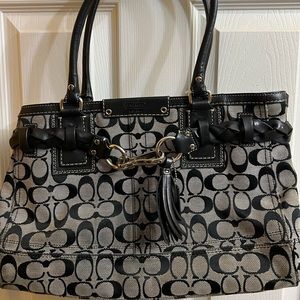 Coach Black and Gray Canvas signature Bag